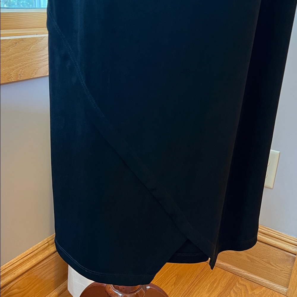 Like NEW Chico's Travelers Full Length, Long Straight Black Skirt w/ Hem Detail - Picture 2 of 9